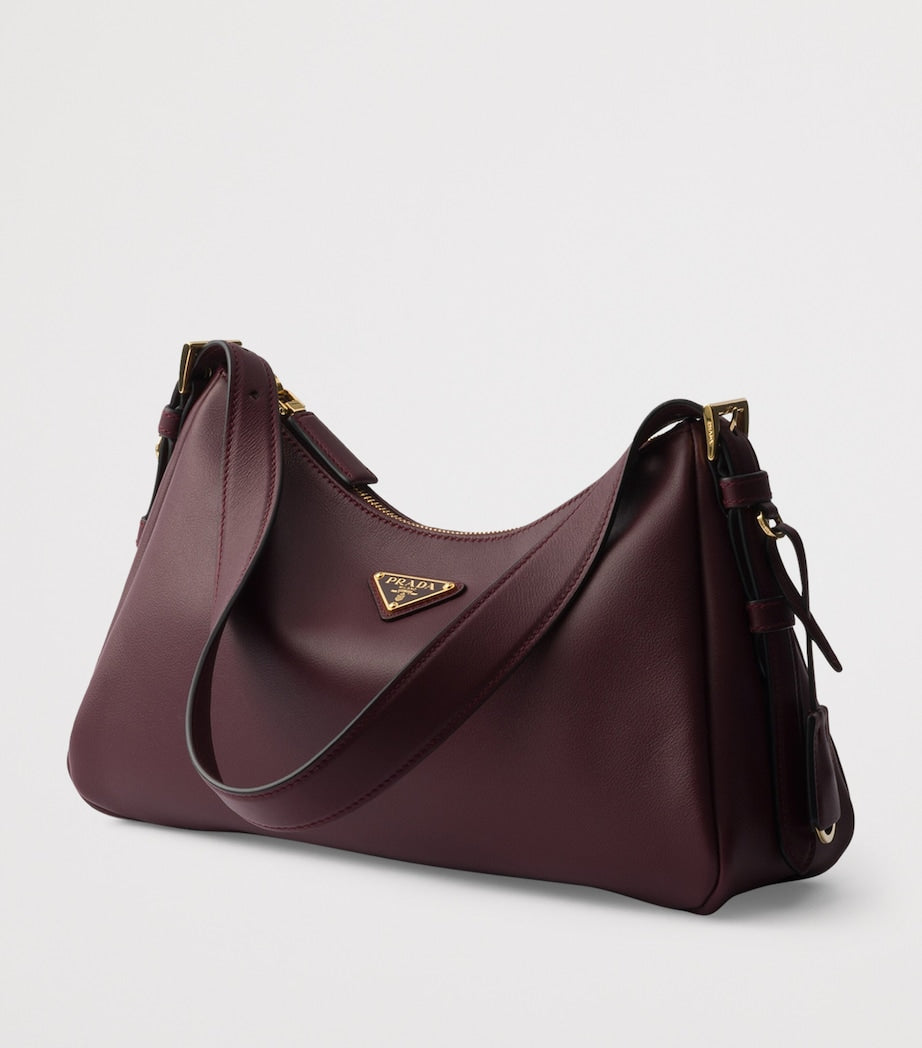 Prada Burgundy Medium Calf Leather Aimée Shoulder Bag