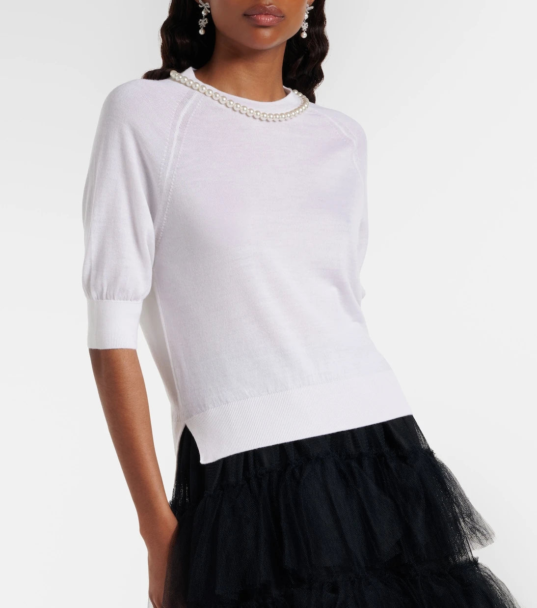 Simone Rocha - Embellished wool and silk top