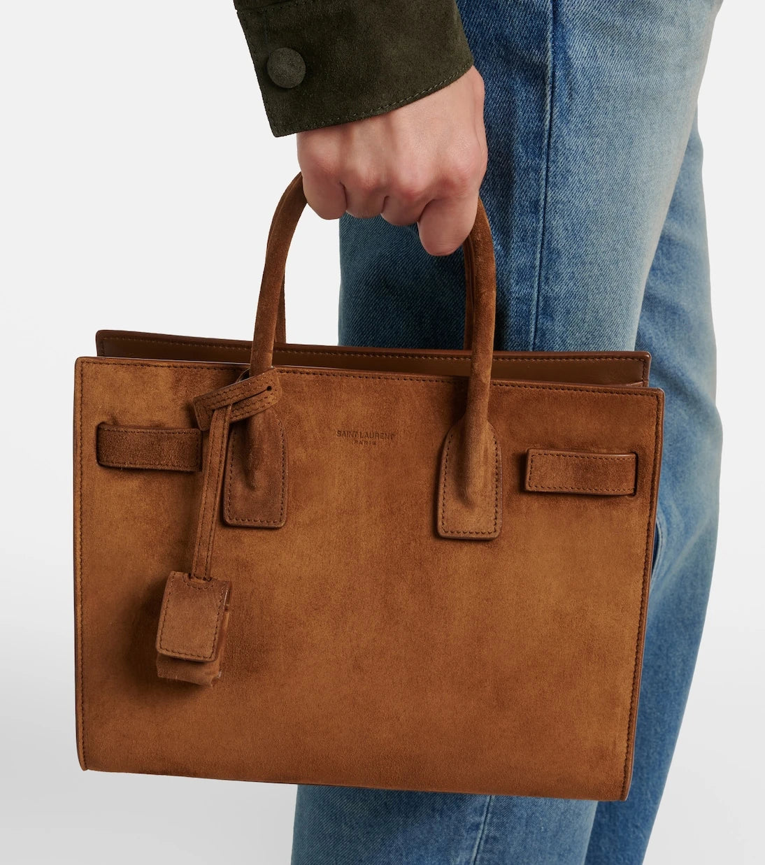 Saint Laurent - Sac De Jour Mini suede top-handle bag