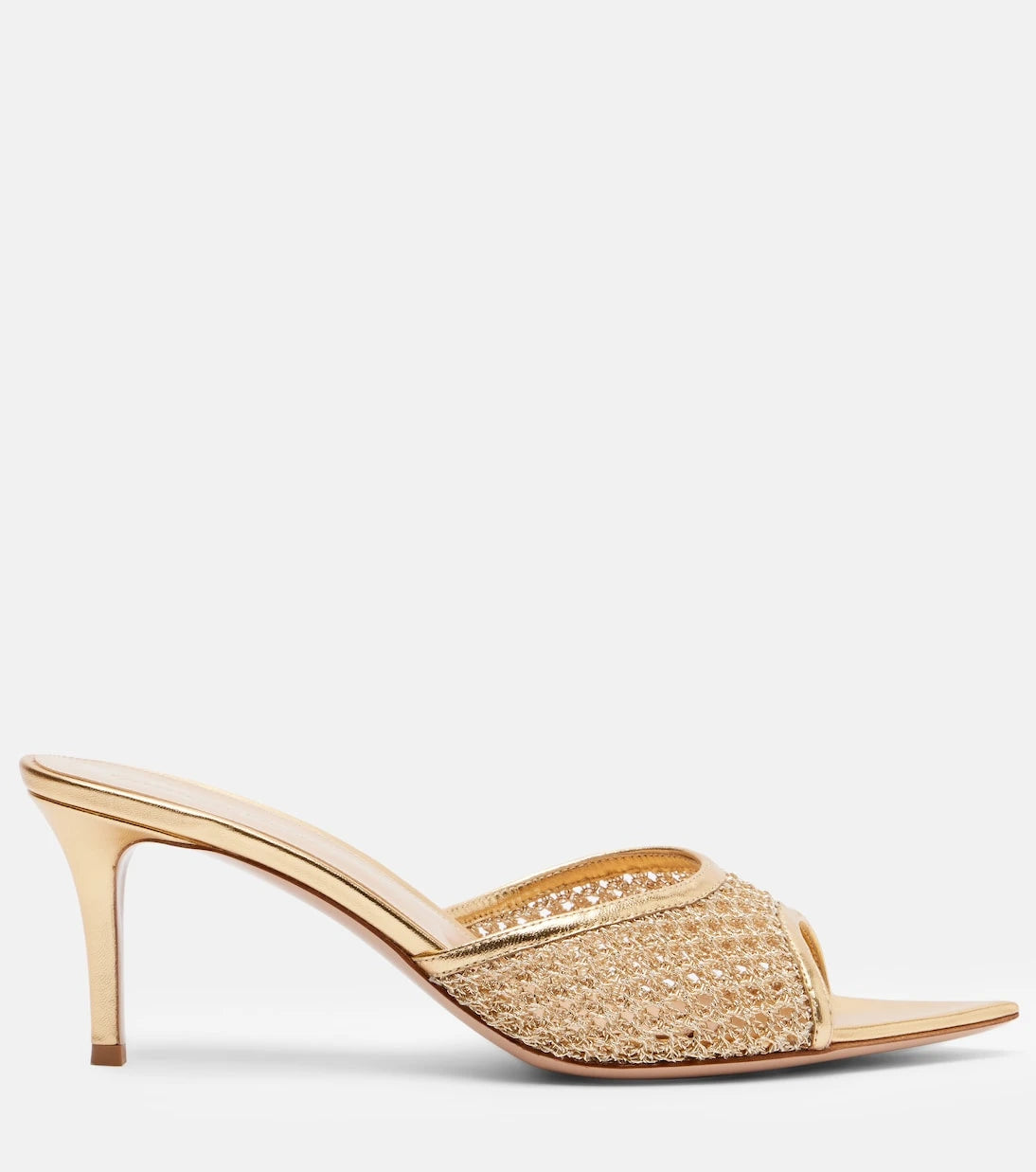 Gianvito Rossi - Dorotea metallic leather-trimmed mules