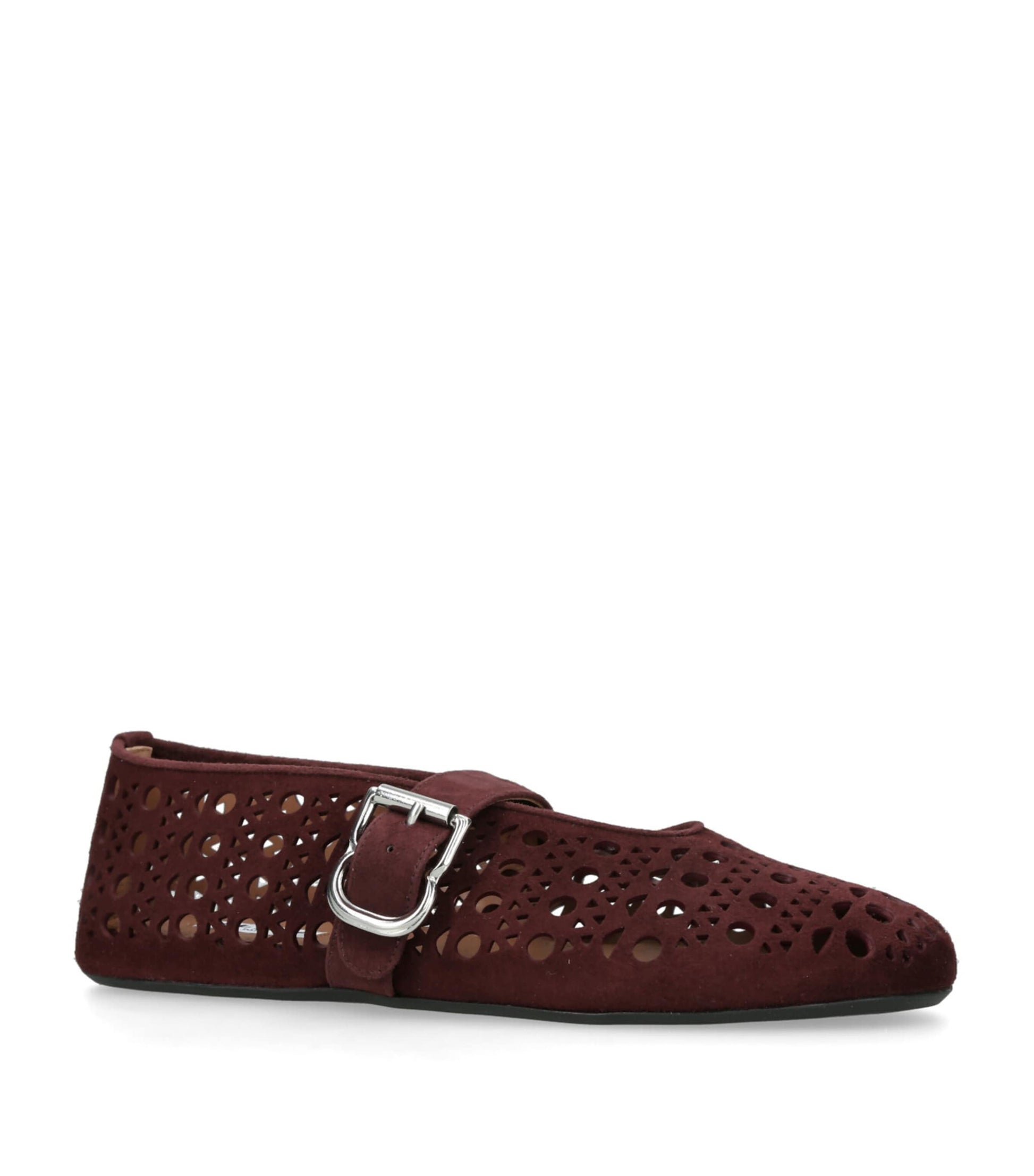 Alaïa Burgundy Suede Vienne Ballet Flats