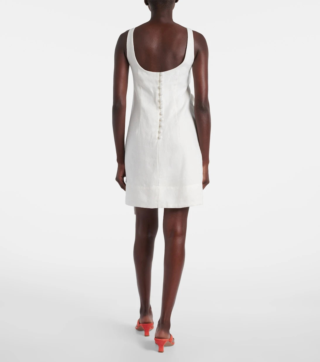 Farm Rio - Floral-appliqué linen minidress