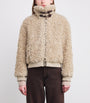 Brown Bouclé Bomber Jacket