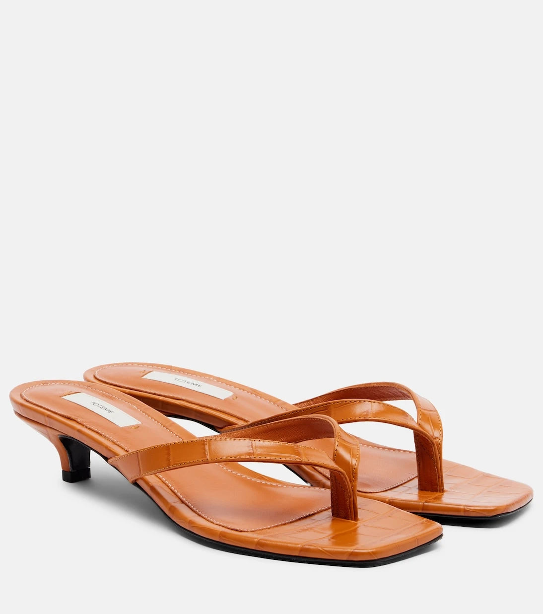 Toteme - Croc-effect leather thong sandals