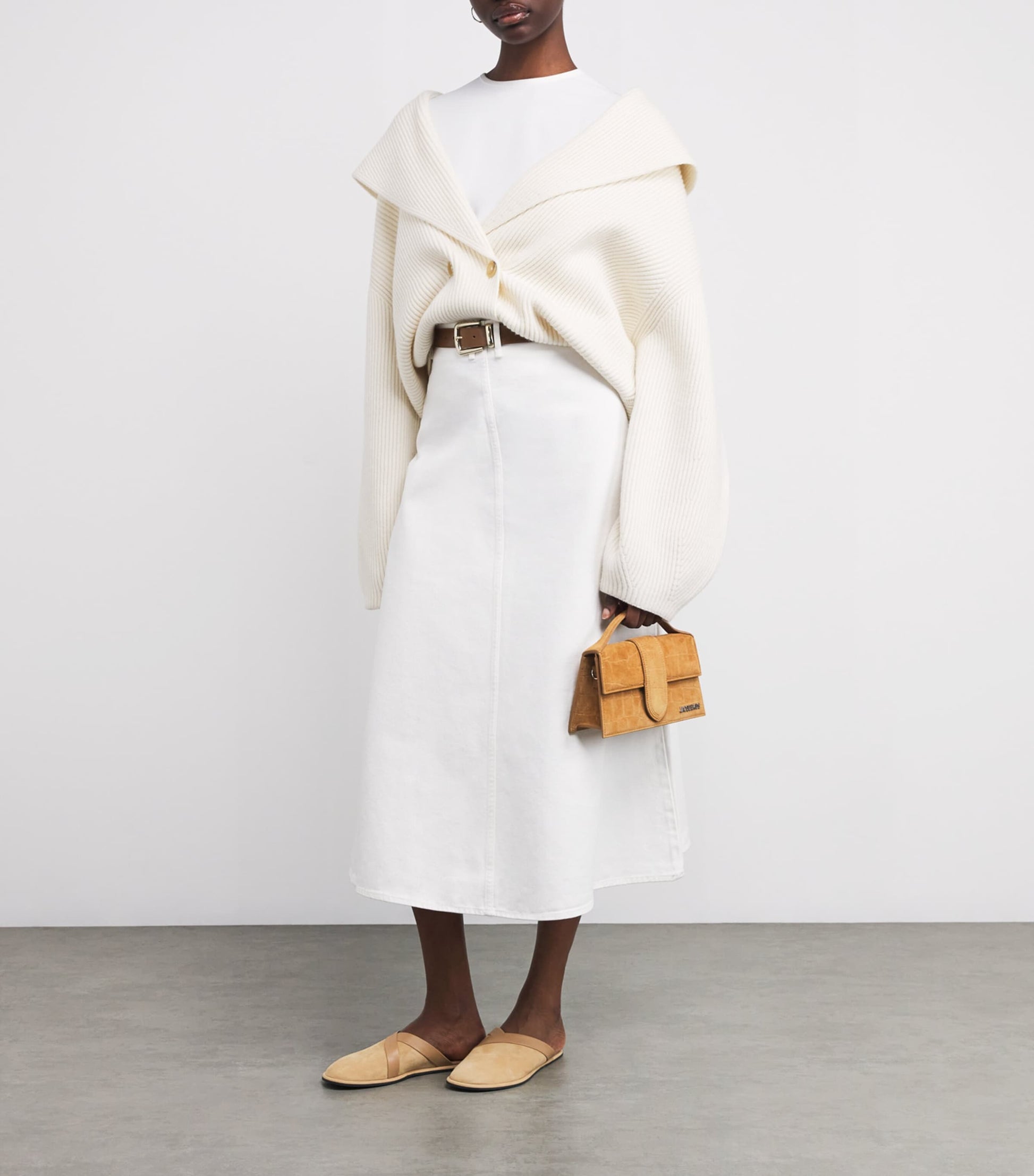 White Cotton Carlas Midi Skirt