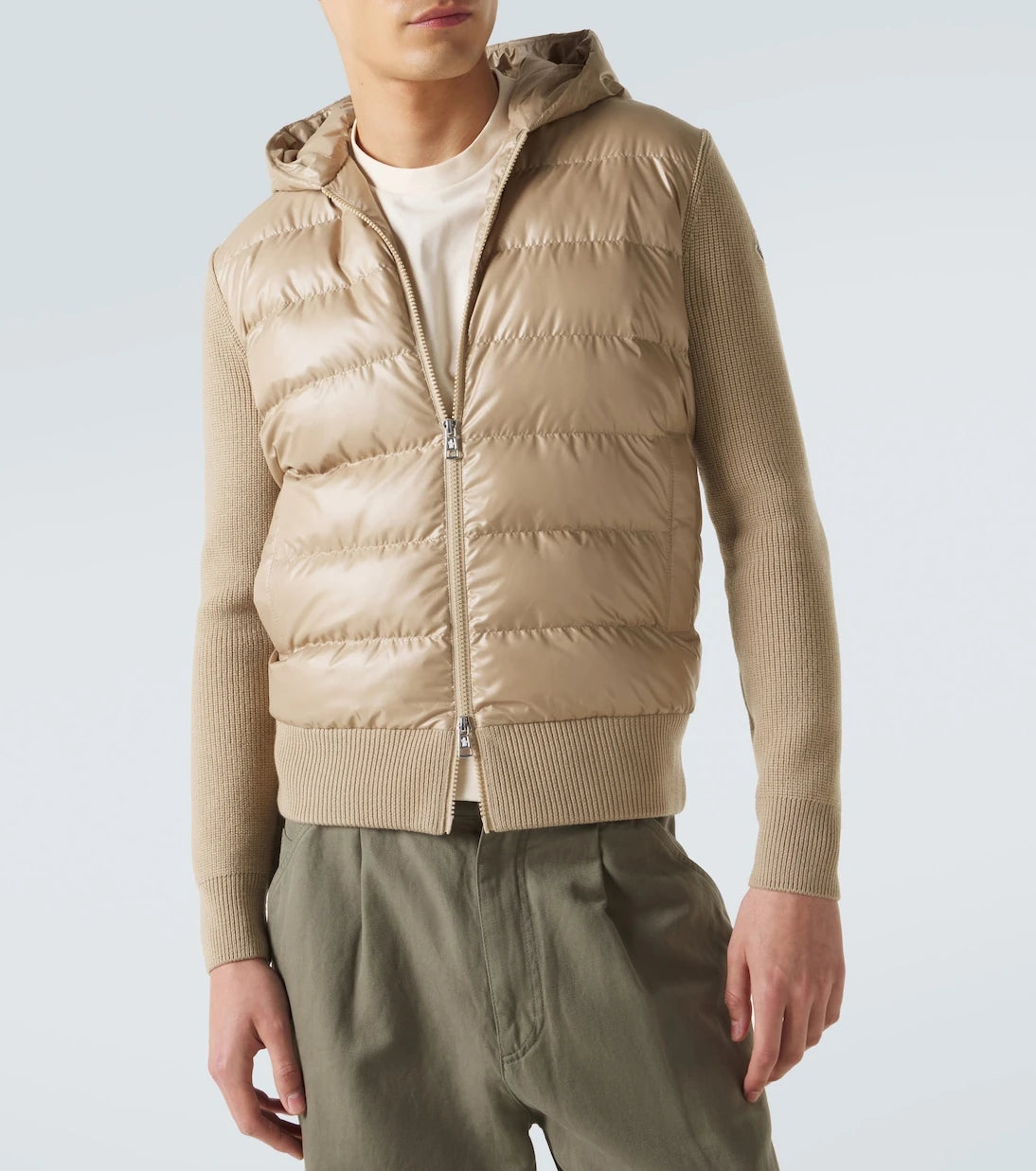 Moncler - Tricot down-paneled virgin wool cardigan