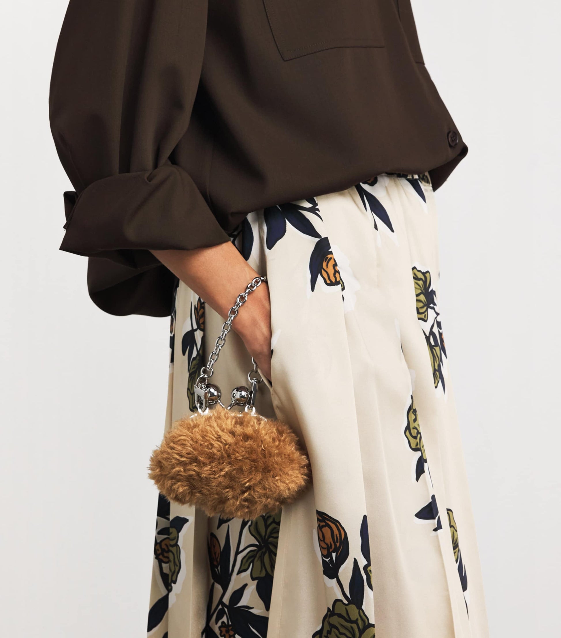 Weekend Max Mara Pink Faux Fur Pasticcino Nano Bag