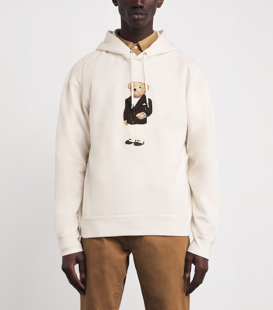 Ralph Lauren Purple Label Ivory Cotton-Cashmere Polo Bear Hoodie