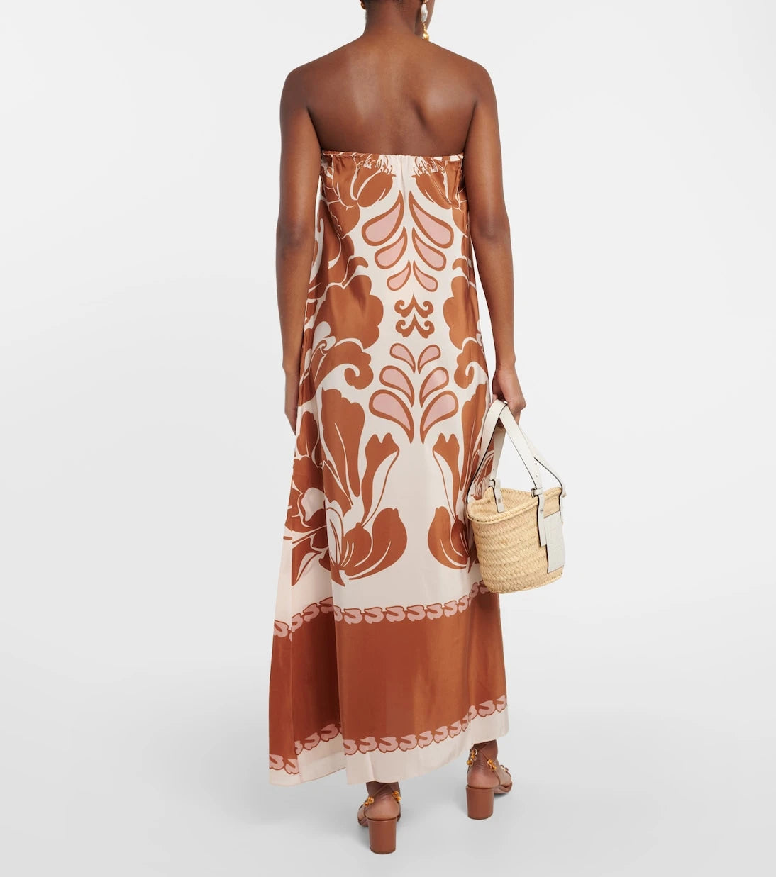 Adriana Degreas - Printed strapless silk maxi dress