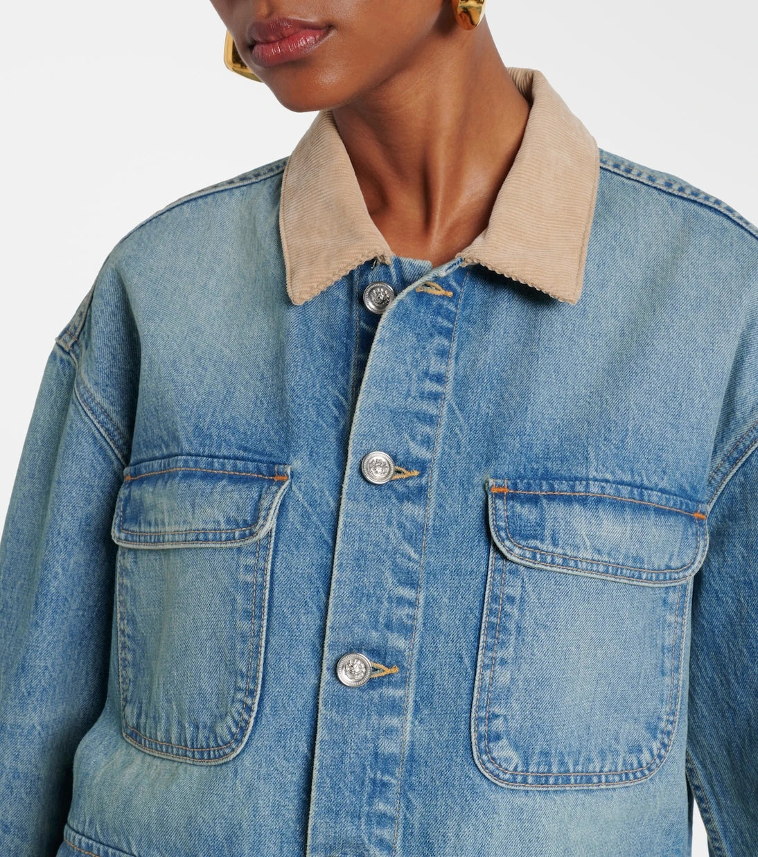 Slvrlake - Hayden corduroy-trimmed denim jacket