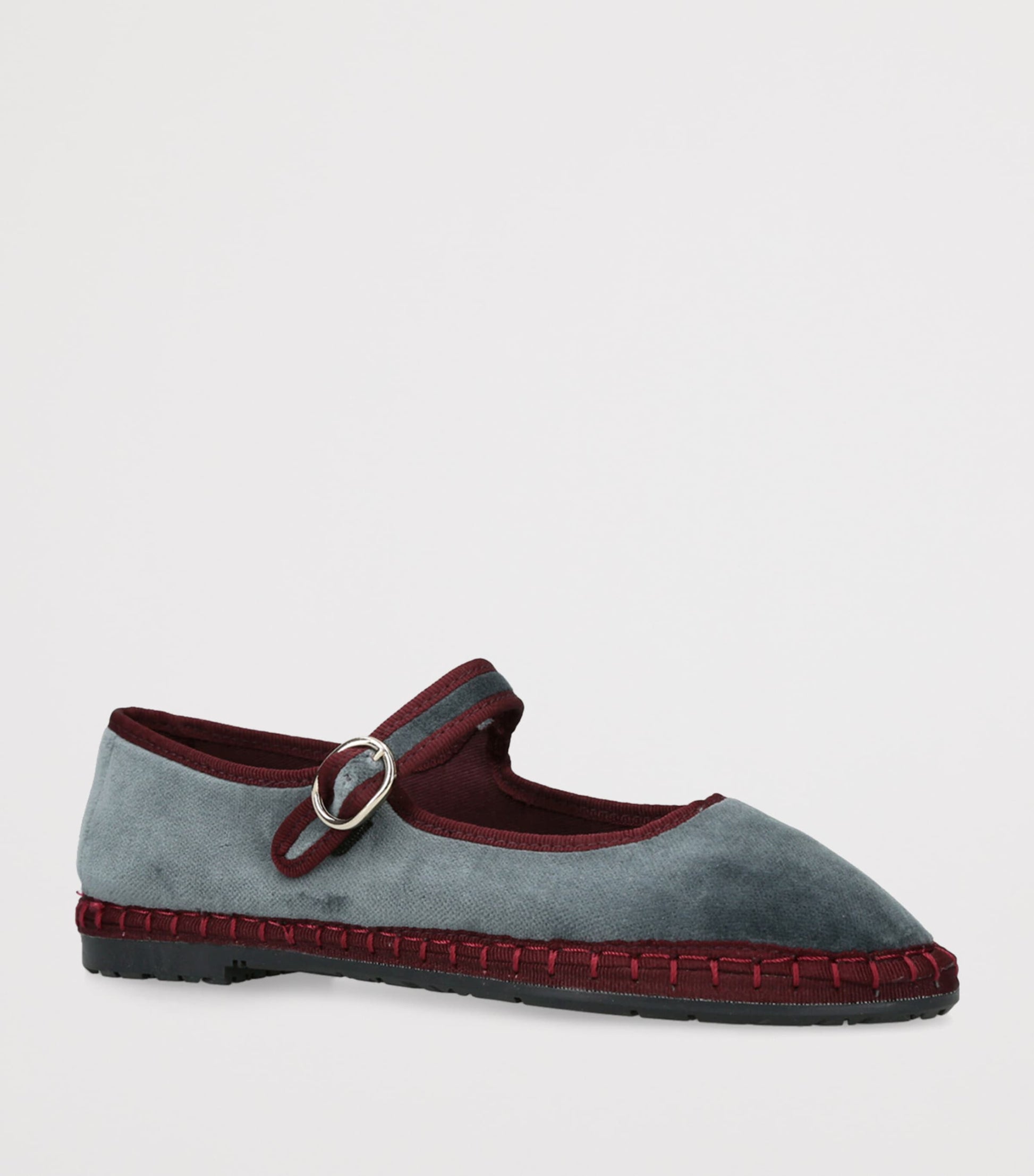 Flabelus Grey Velvet Georgina Mary Janes