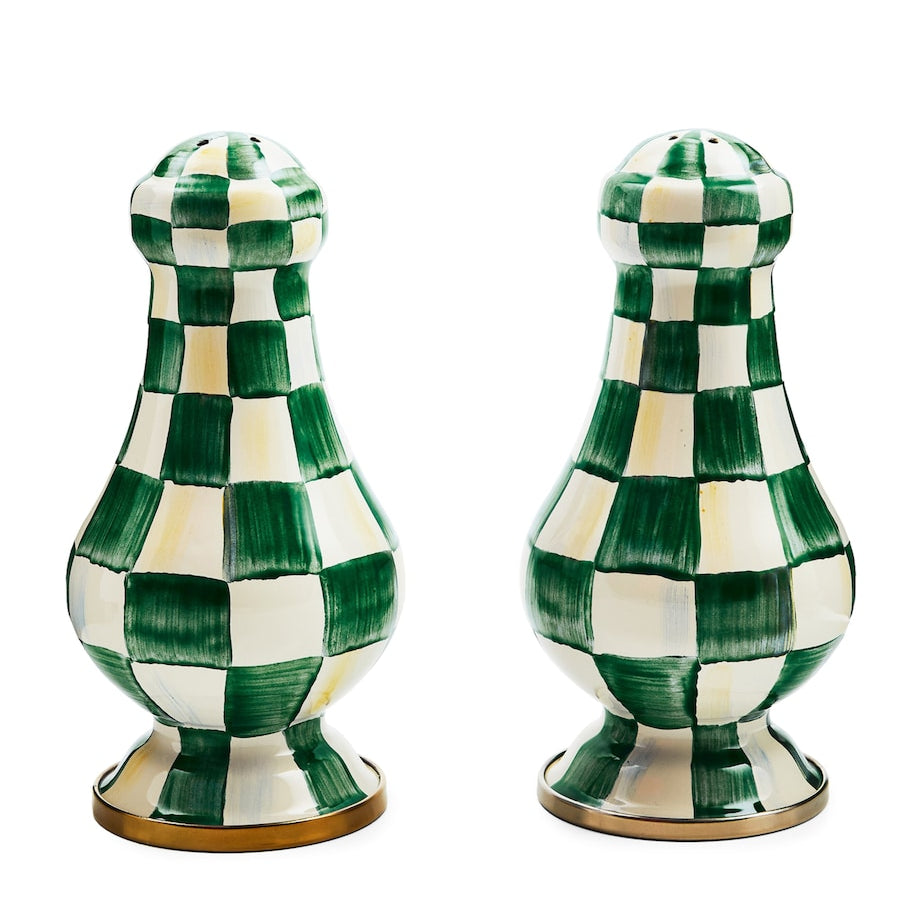 Large Emerald Check Salt and Pepper Shakers
