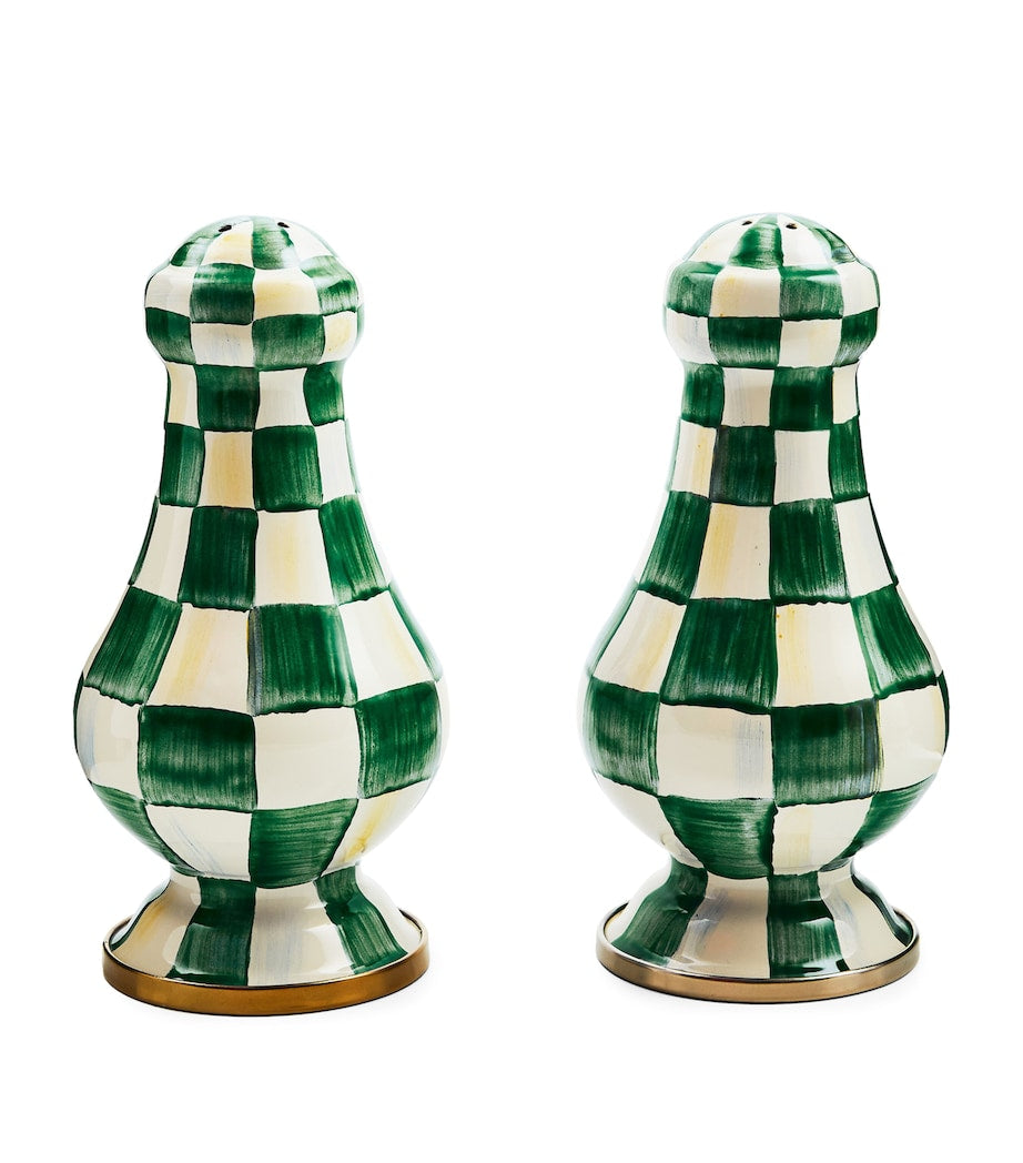 Large Emerald Check Salt and Pepper Shakers