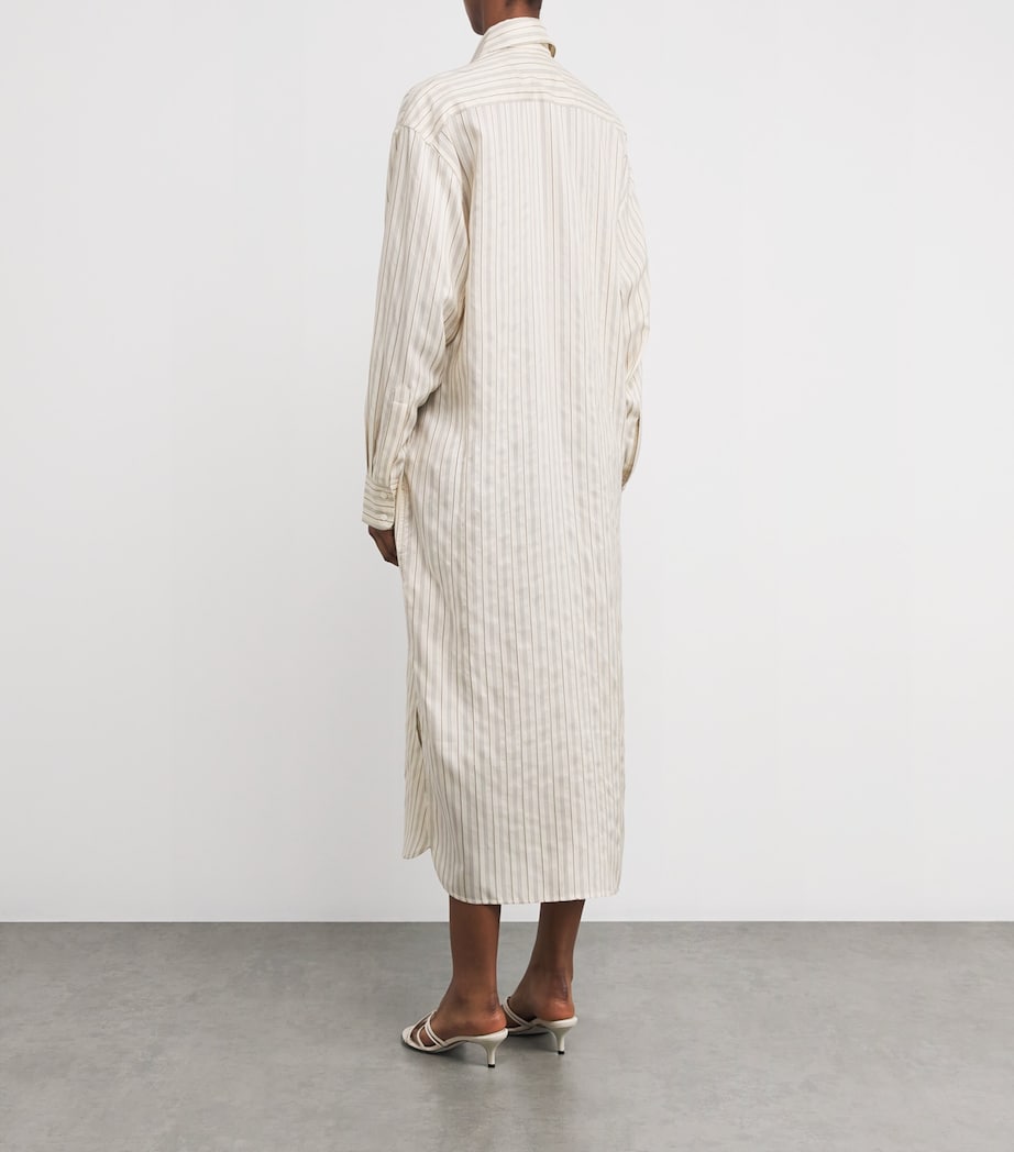 Le Kasha Multi Silk Stripe Uzud Maxi Shirt Dress