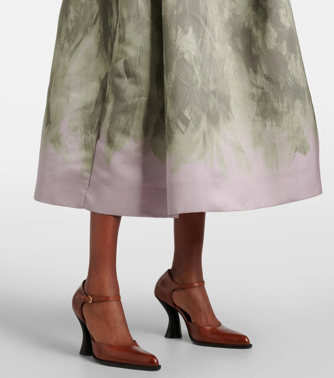 Dries Van Noten - تنورة ميدي من الساتان