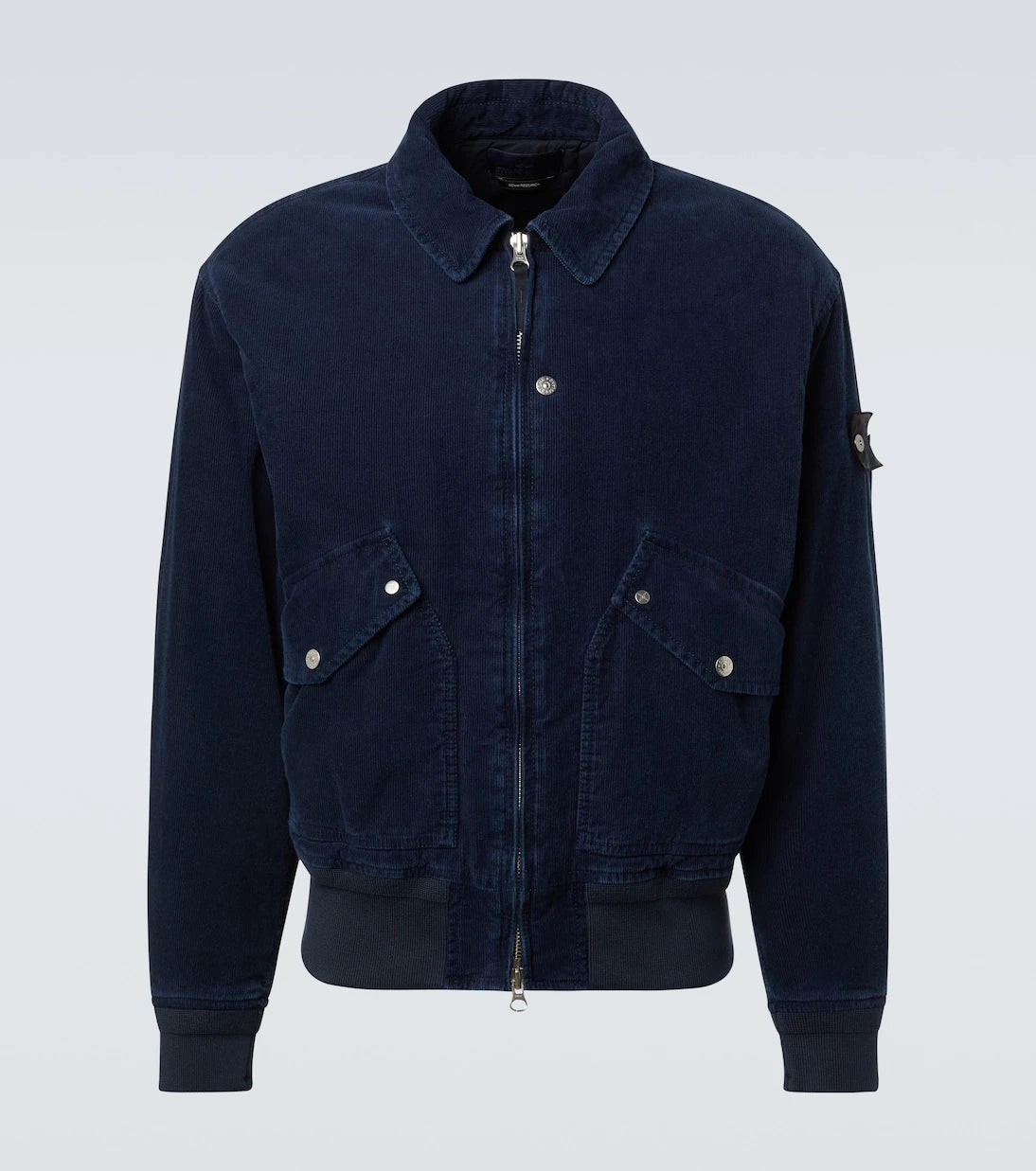 Stone Island - بلوزون قماشي "كوردروي" من مزيج القطن بنقشة البوصلة