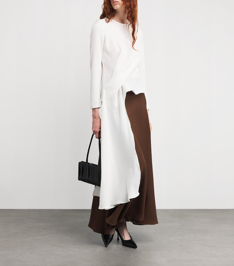 White Textured Draped Fleche Top