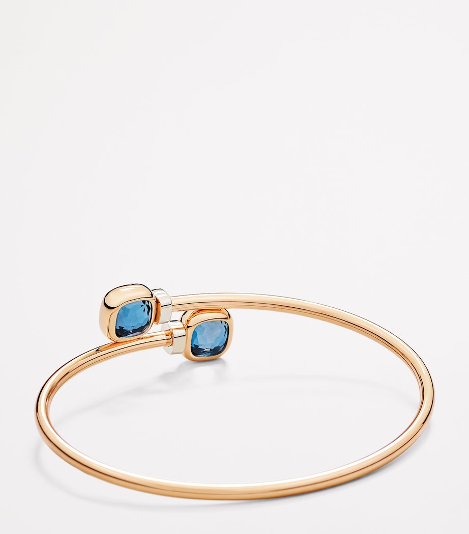 Mixed Gold, Blue Topaz and Diamond Nudo Bangle