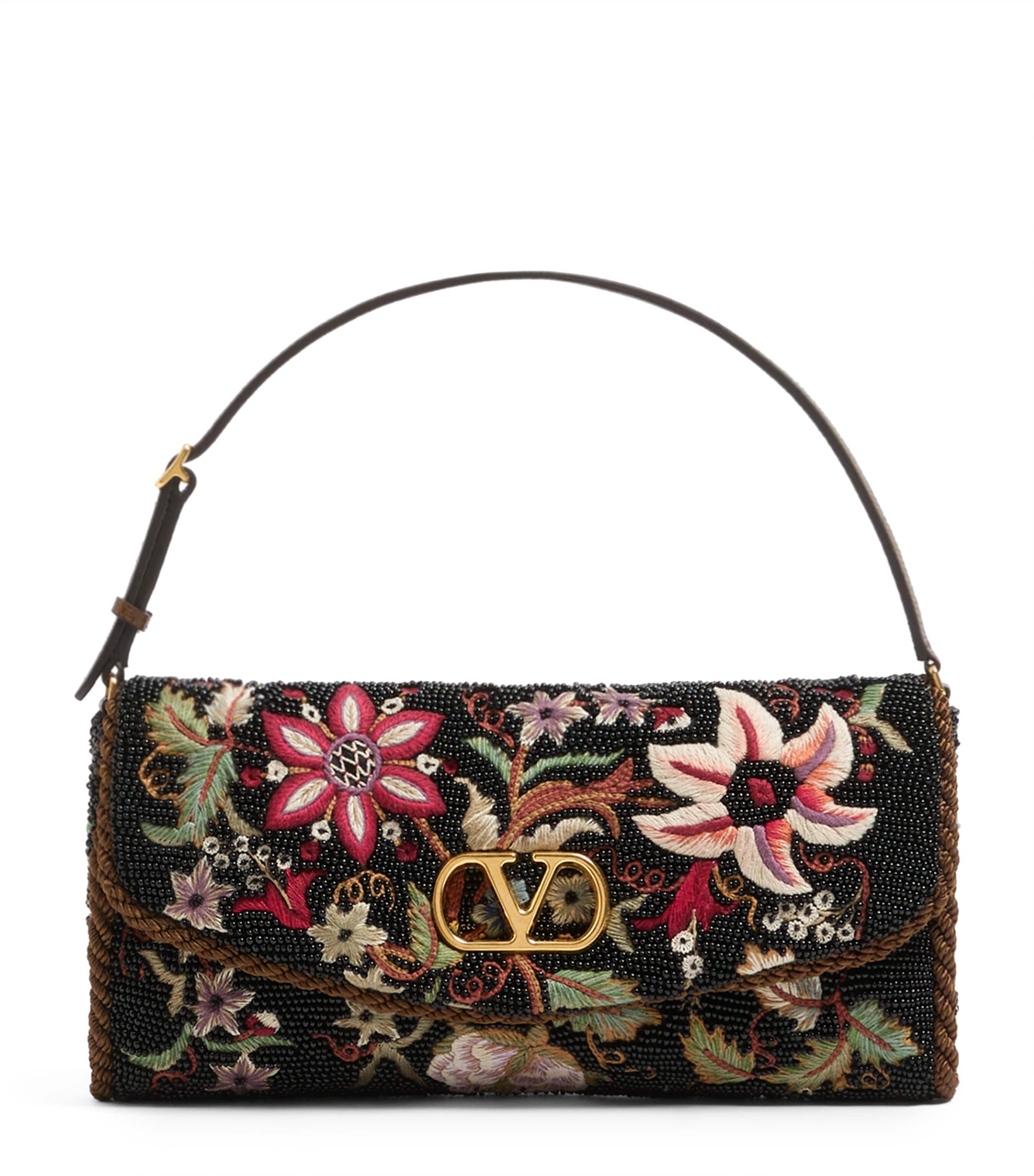 Valentino Garavani Multi Beaded Vain Soft Clutch Bag