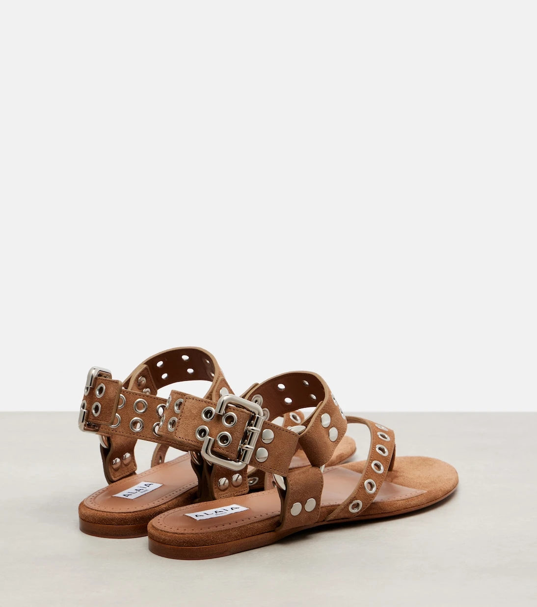 Alaïa - Biker zımbalı süet parmak arası sandalet