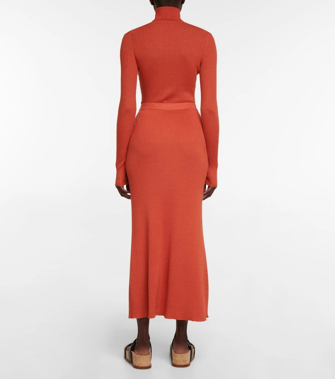 Gabriela Hearst - Epper ribbed-knit high-rise midi skirt