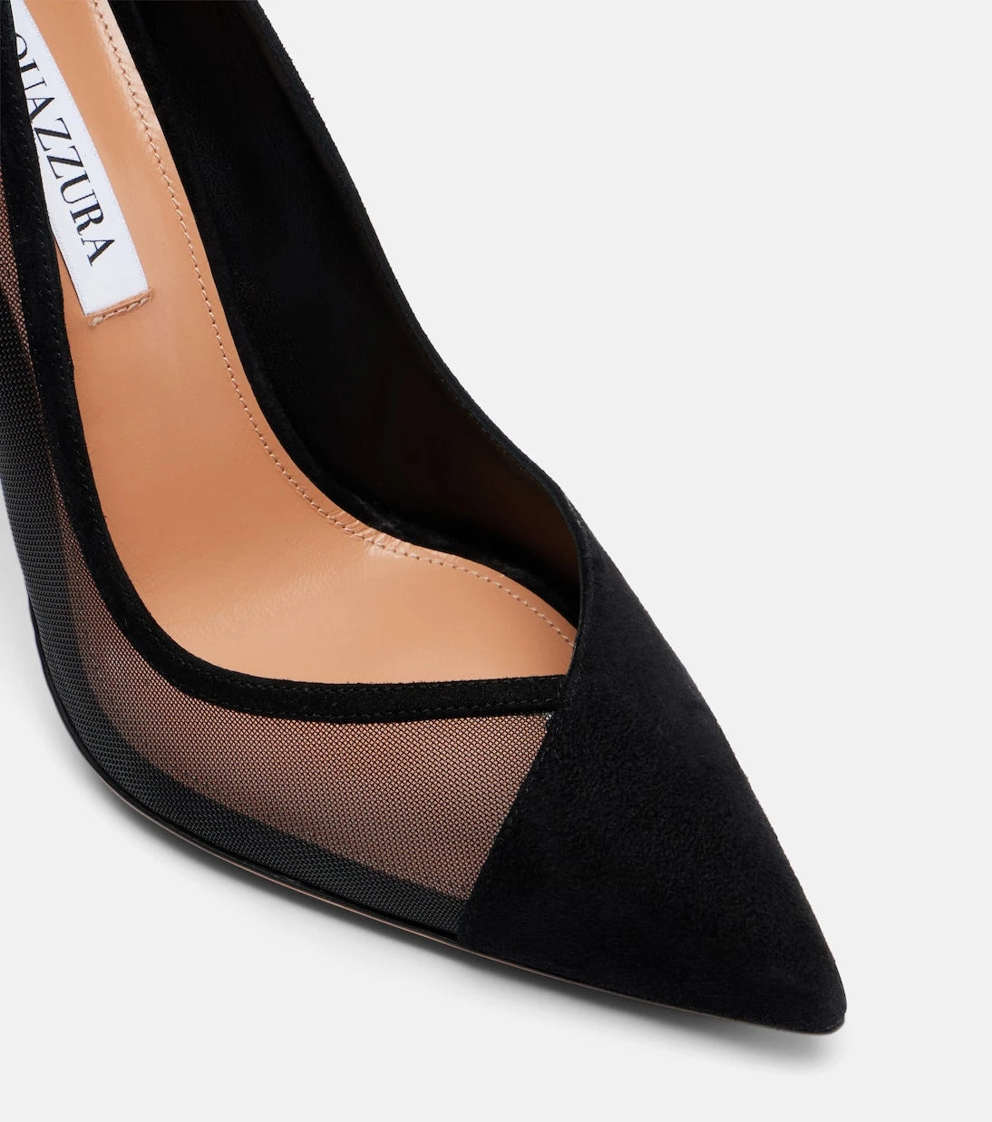 Aquazzura - Studio 105 mesh-trimmed suede pumps