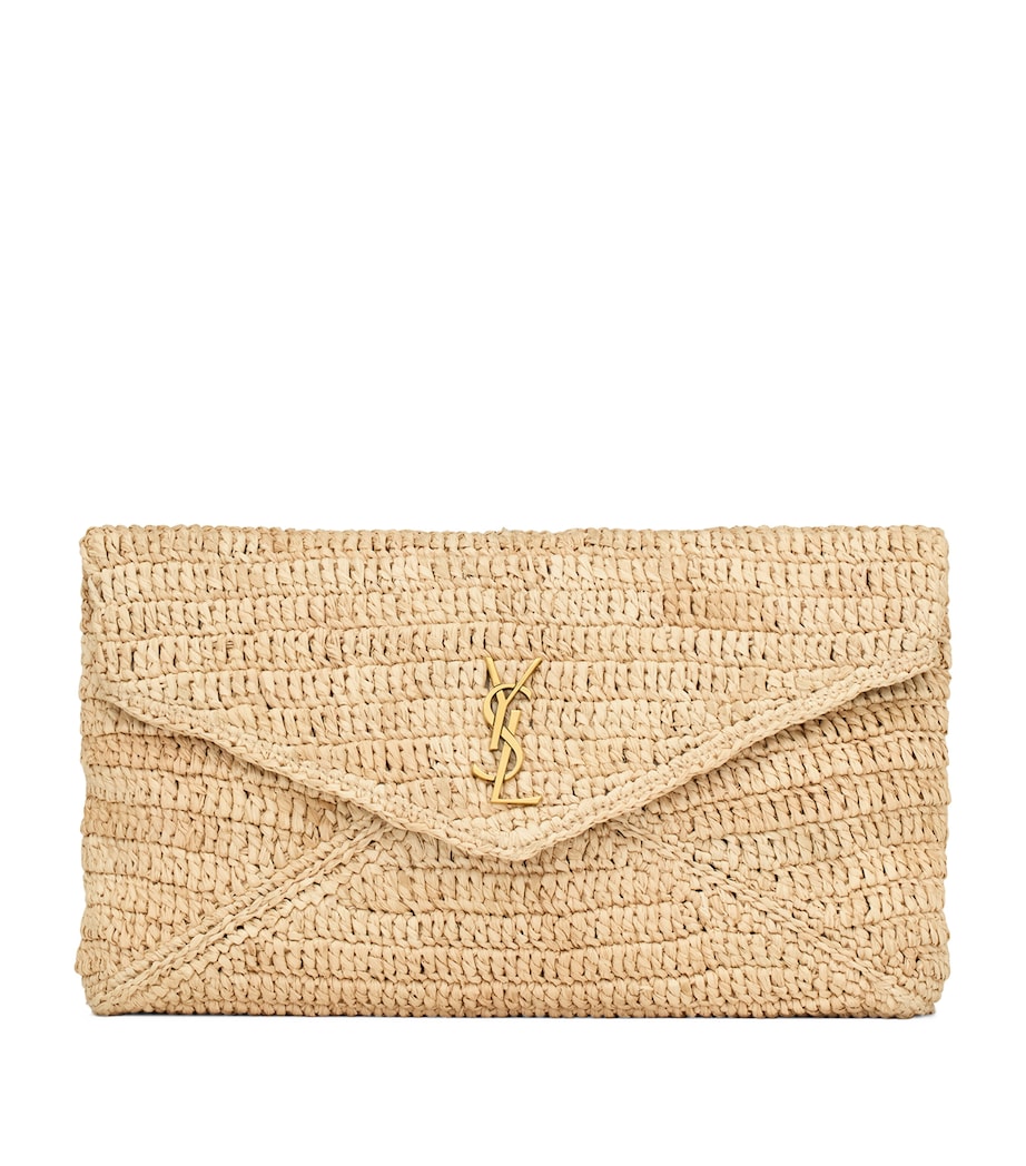 Saint Laurent Brown Raffia Cassandre Envelope Pouch