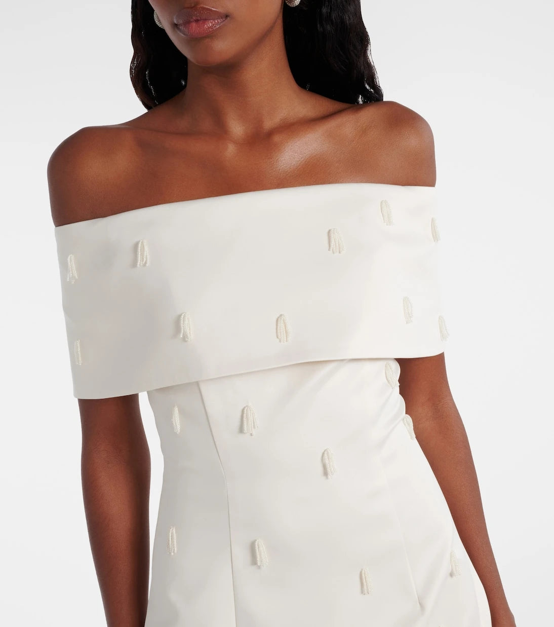 Rotate - Beaded off-shoulder satin minidress