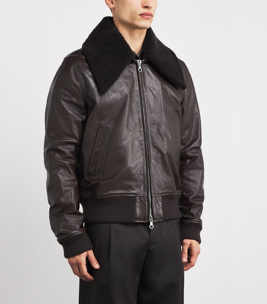 Leather Adaptable Pharos Bomber Jacket UMBER BROWN