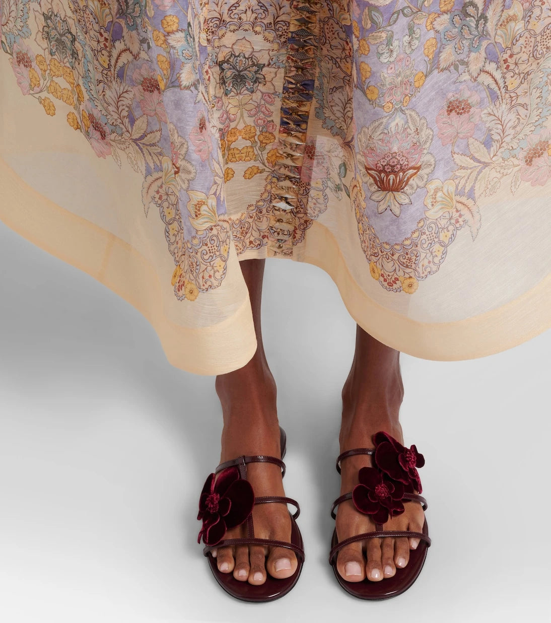 Zimmermann - Orchid floral-appliqué leather sandals