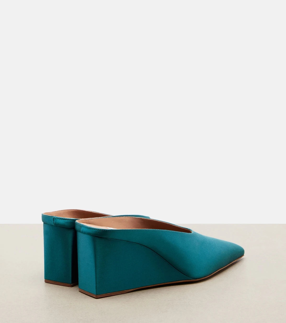 Alaïa - Cube satin wedge mules