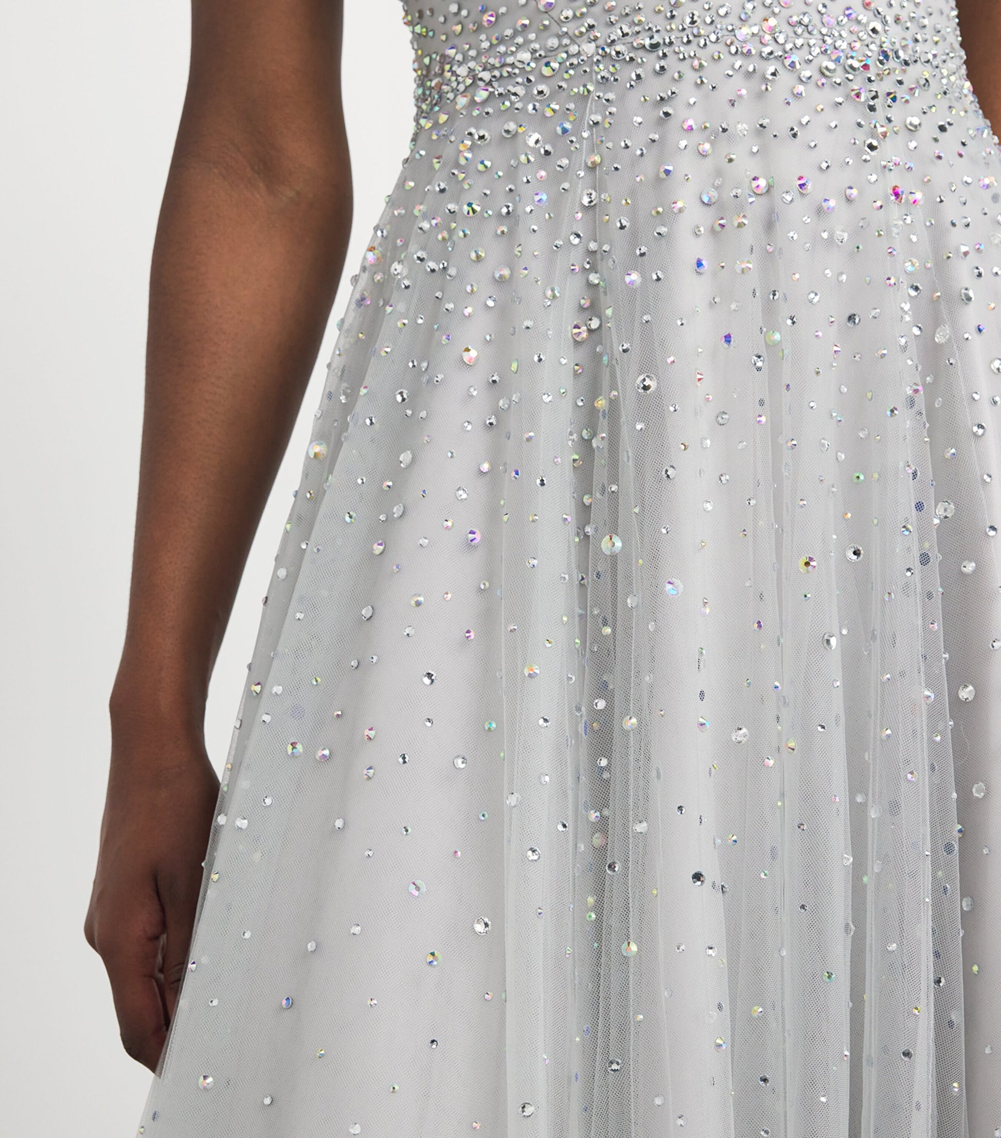 Jenny Packham Grey Tulle Crystal Shayla Gown