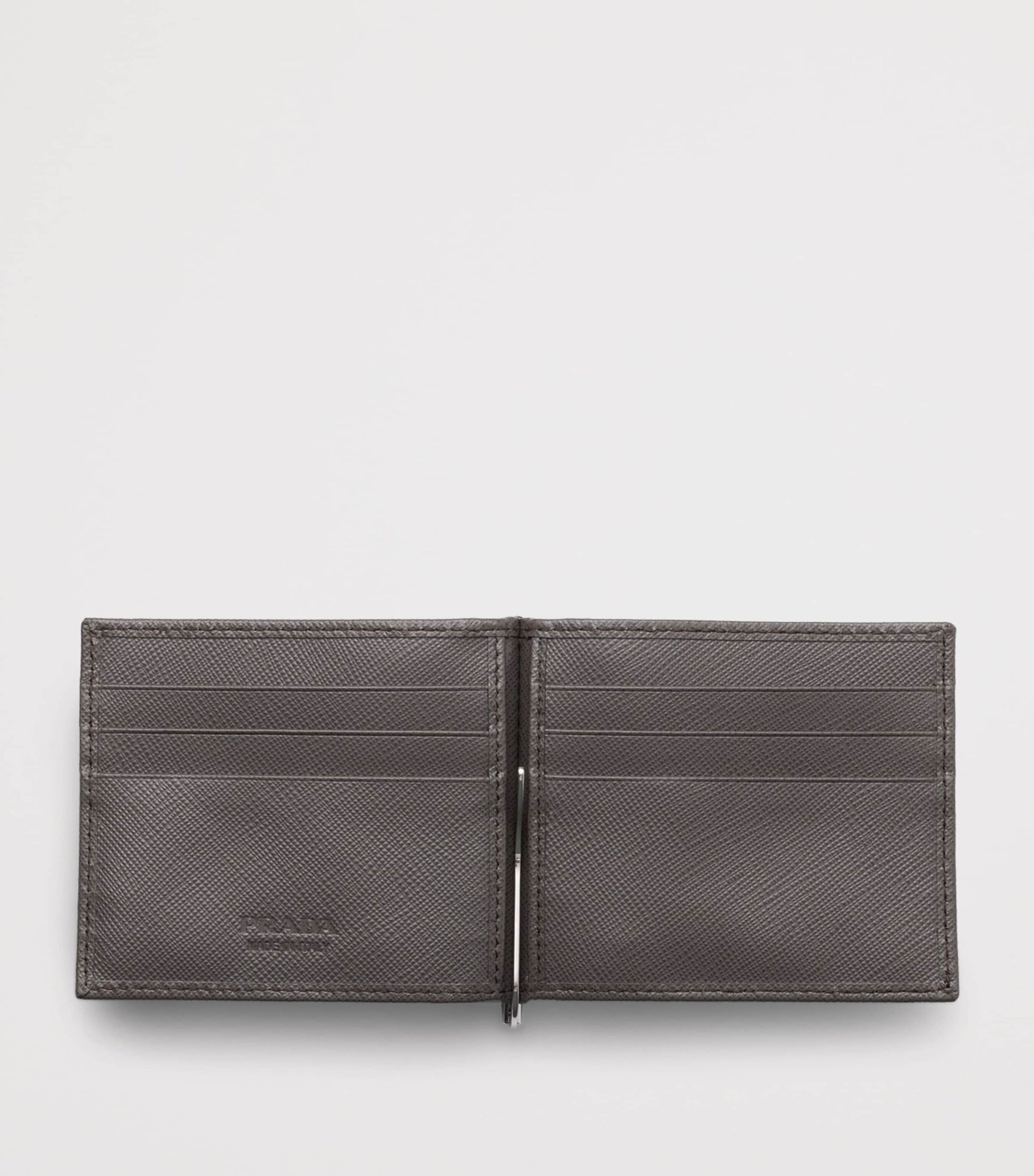 Grey Saffiano Leather Bifold Wallet