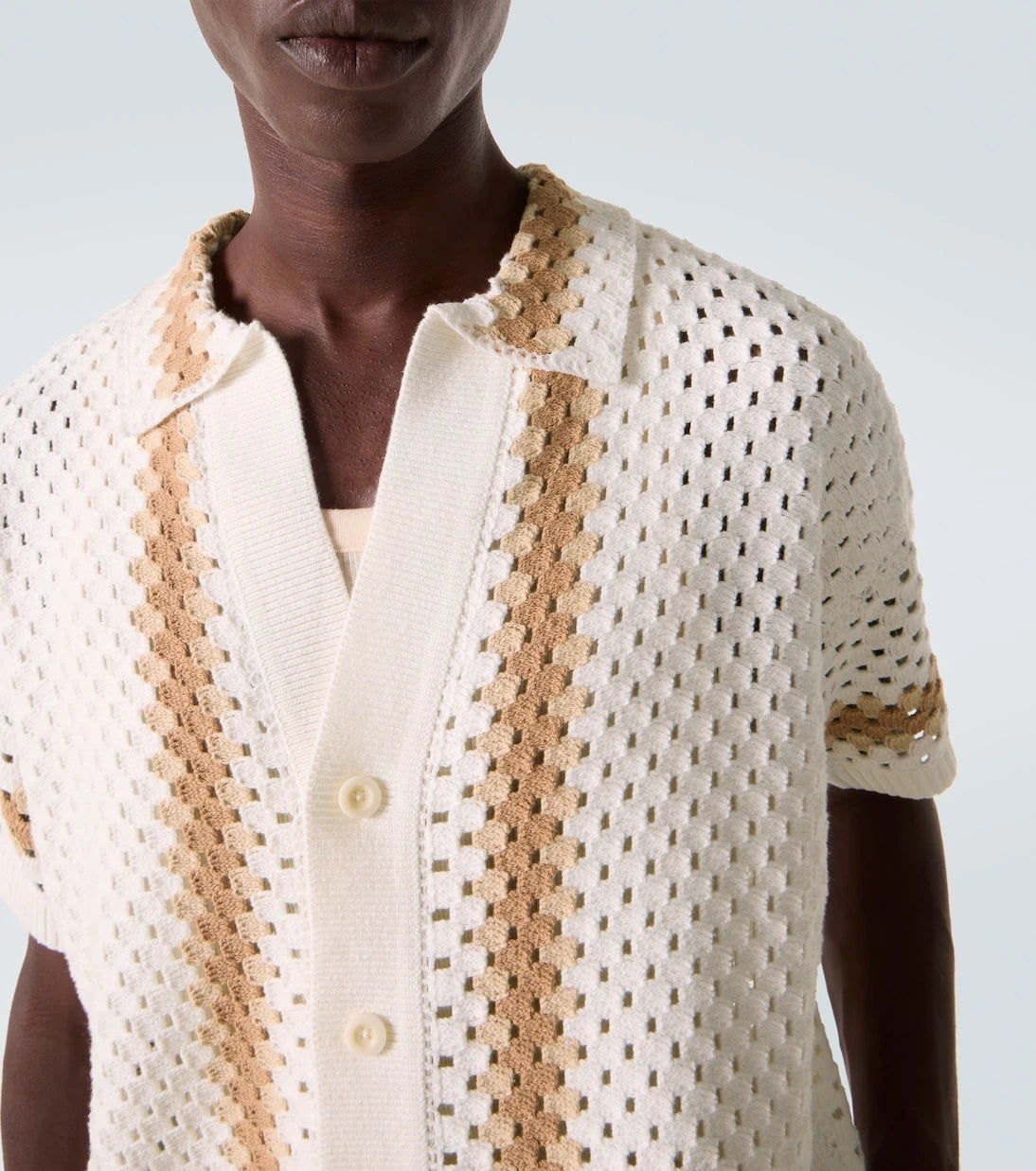 Frescobol Carioca - Pinto crochet cotton bowling shirt