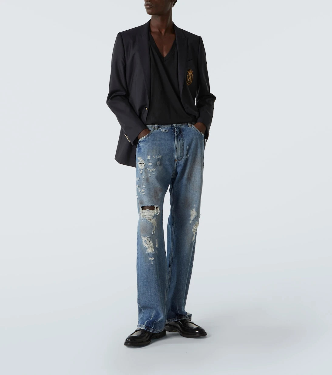 Dolce&Gabbana - Yamalı yün ve ipek blazer