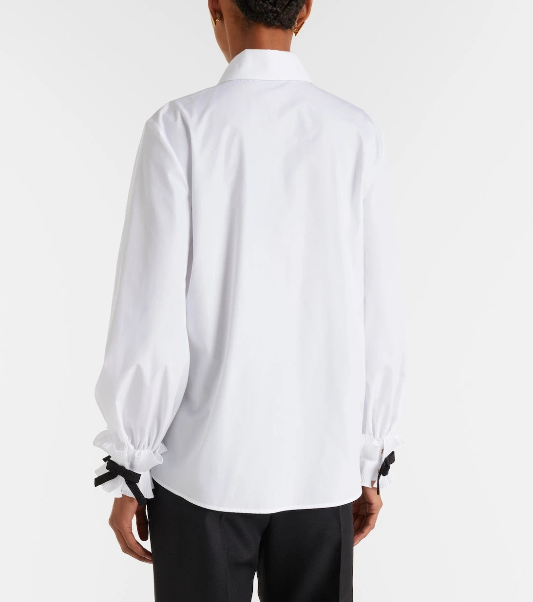 Valentino - Bow-detail cotton-blend poplin shirt
