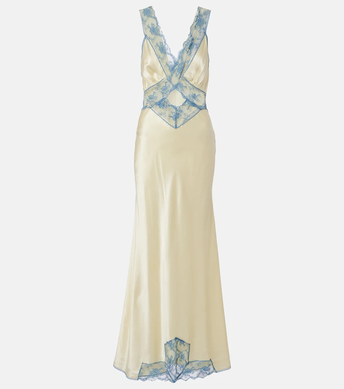SIR - Lace-trimmed silk maxi dress