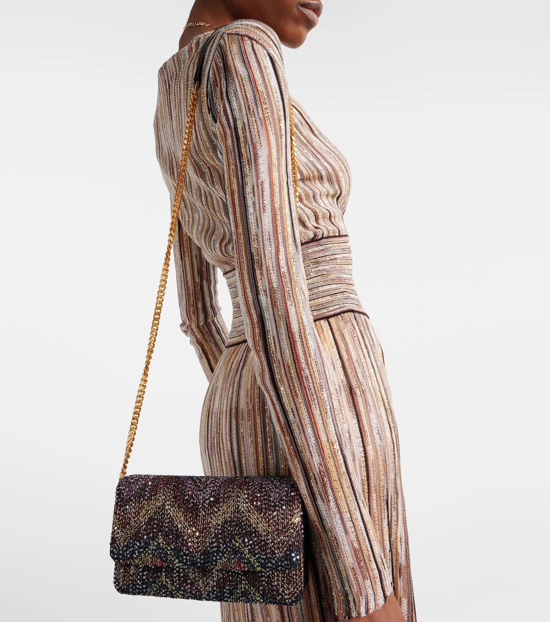 Missoni - Caperdoni Small leather-trimmed sequined crossbody bag