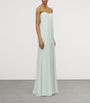 McQueen Green Silk Draped Maxi Dress