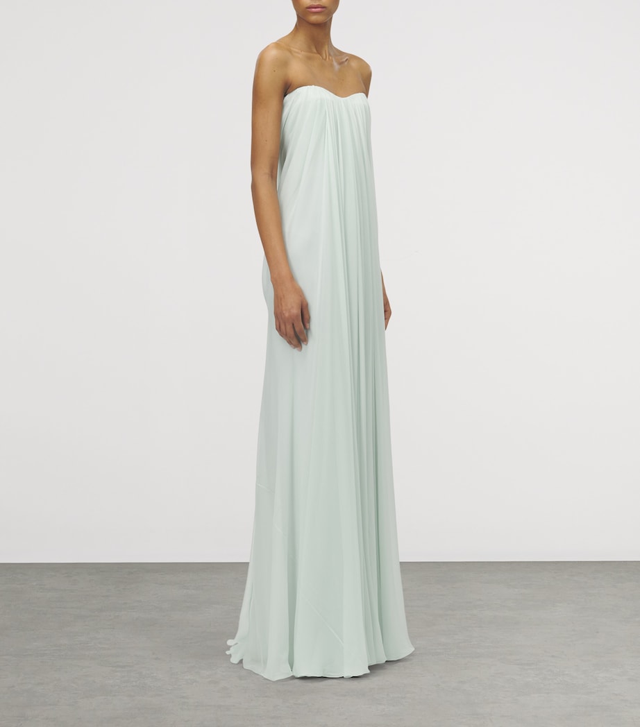 McQueen Green Silk Draped Maxi Dress