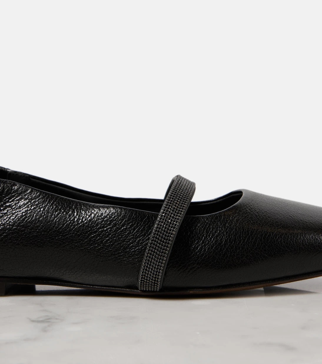 Brunello Cucinelli - Monili leather Mary Jane flats