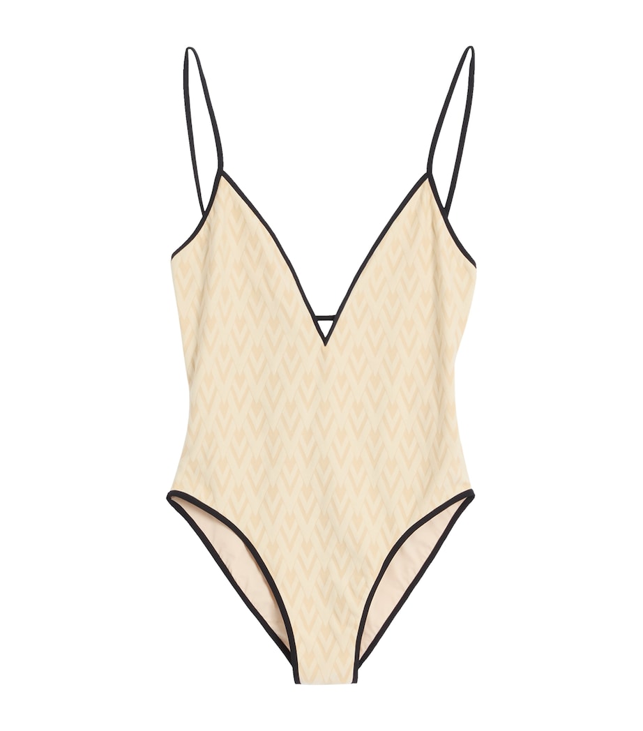 Valentino Nude Jacquard Logo Swimsuit
