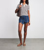 Blue Denim Rhinestone-Embellished Shorts