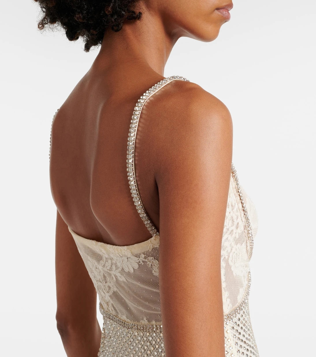 Self-Portrait - Bridal embellished mesh-trimmed gown
