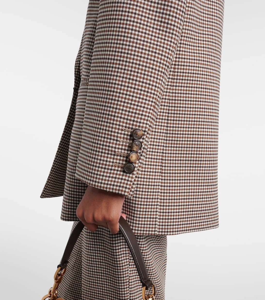 Etro - بليزر من مزيج الصوف بنقشة الكاروه وصفّي أزرار