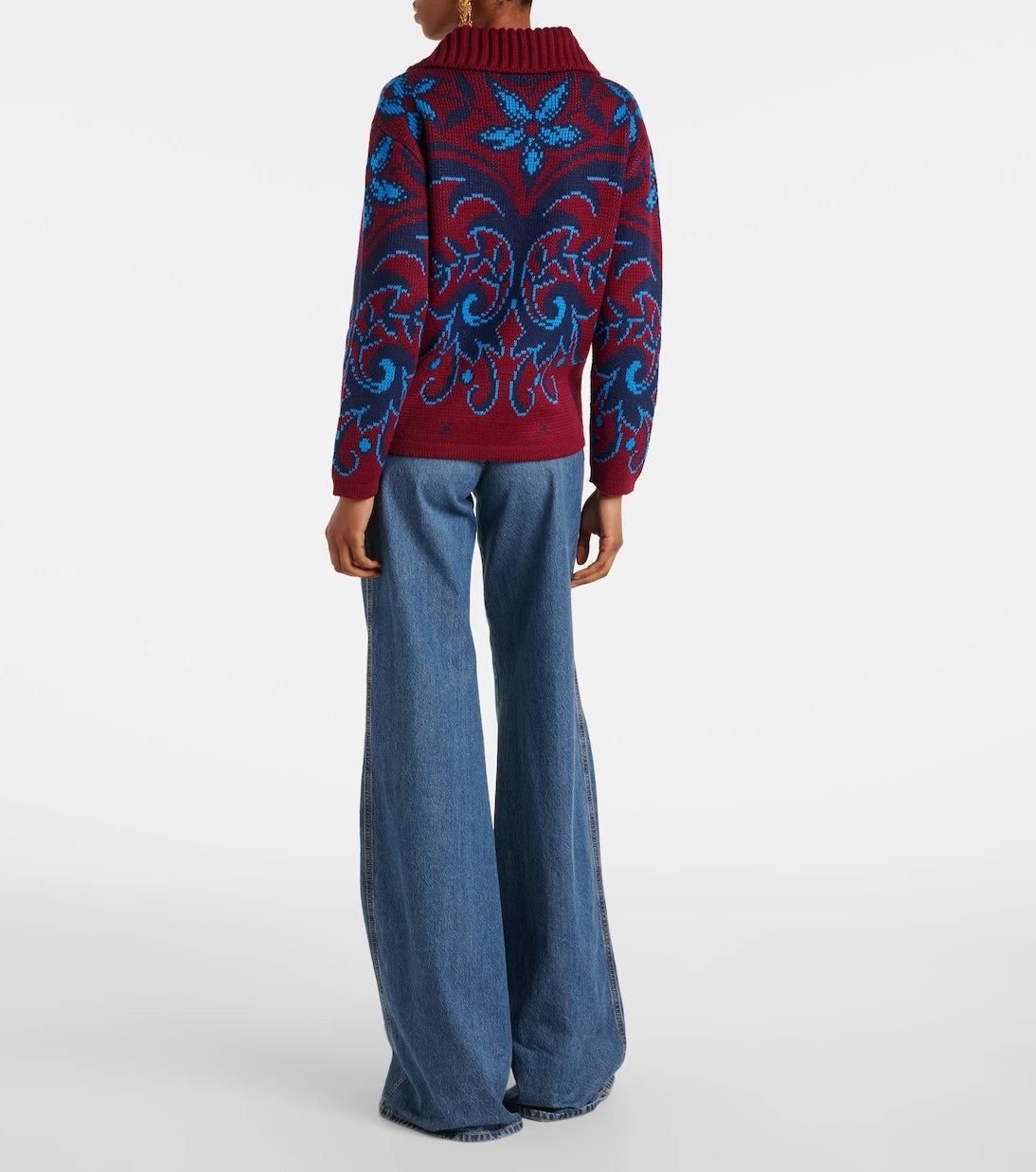 Etro - سويتر بولو من صوف الجاكار بنقشة البيزلي