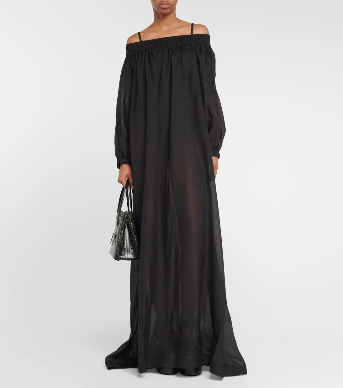 Alaïa - فستان ماكسي مكشوف الأكتاف