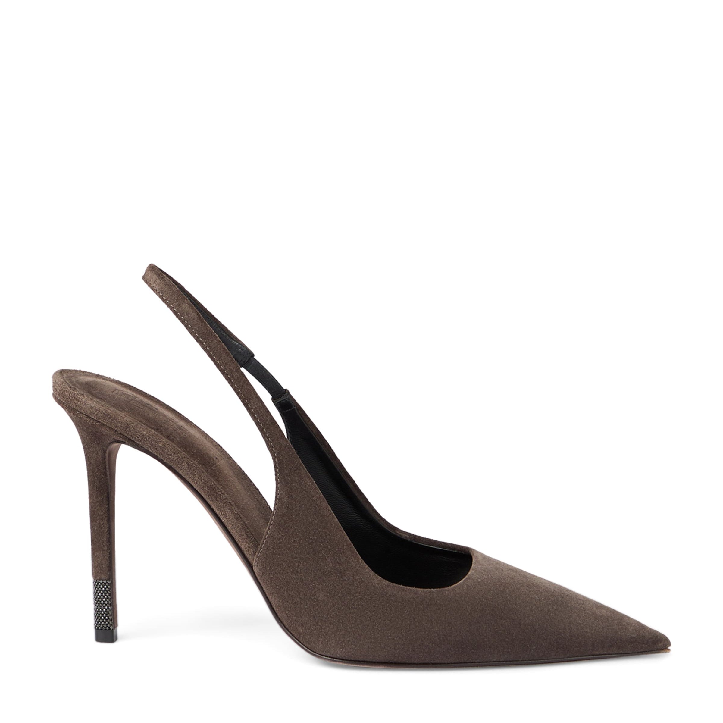 Brunello Cucinelli Suede Monili-Detail Slingback Pumps