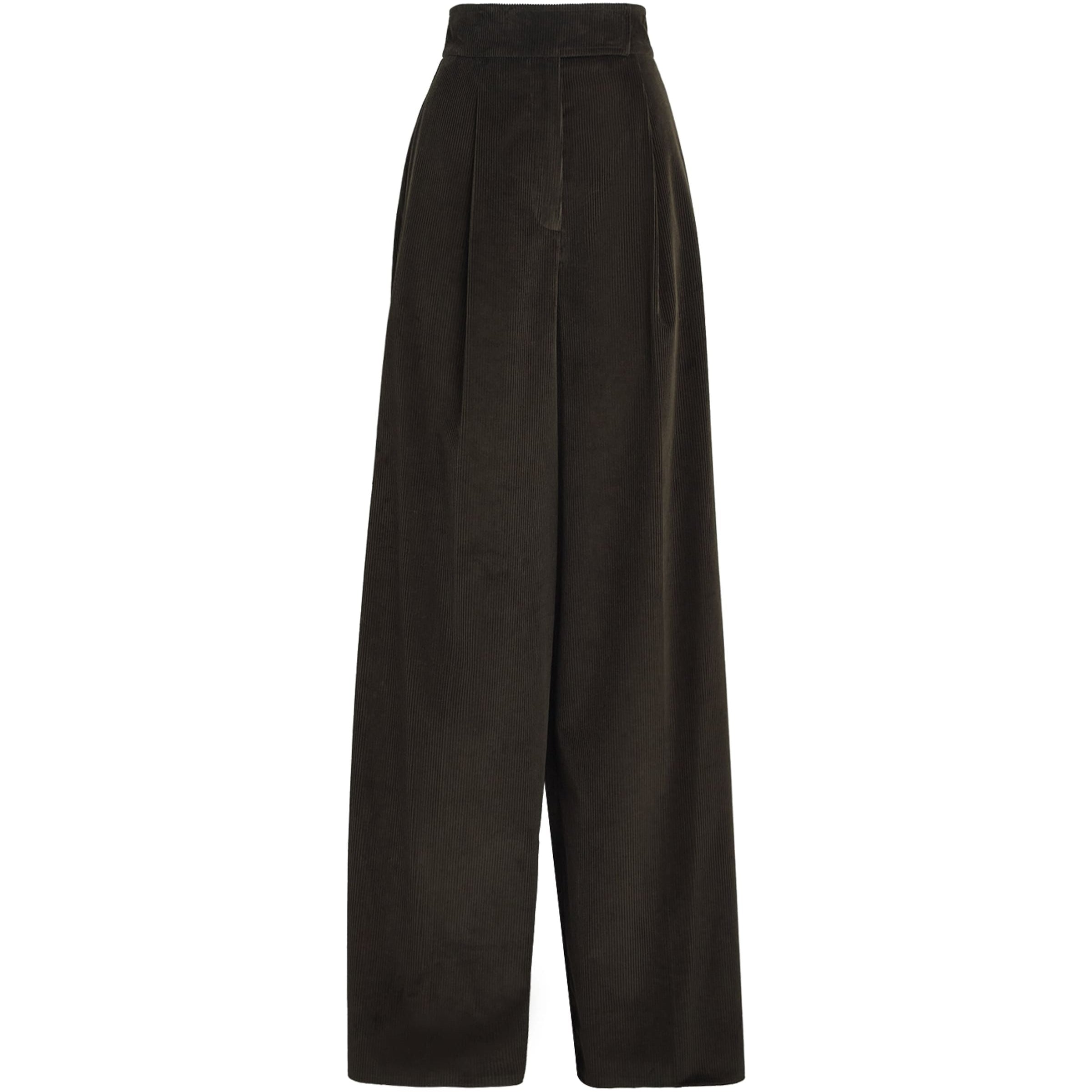 Green Corduroy Wide-Leg Trousers