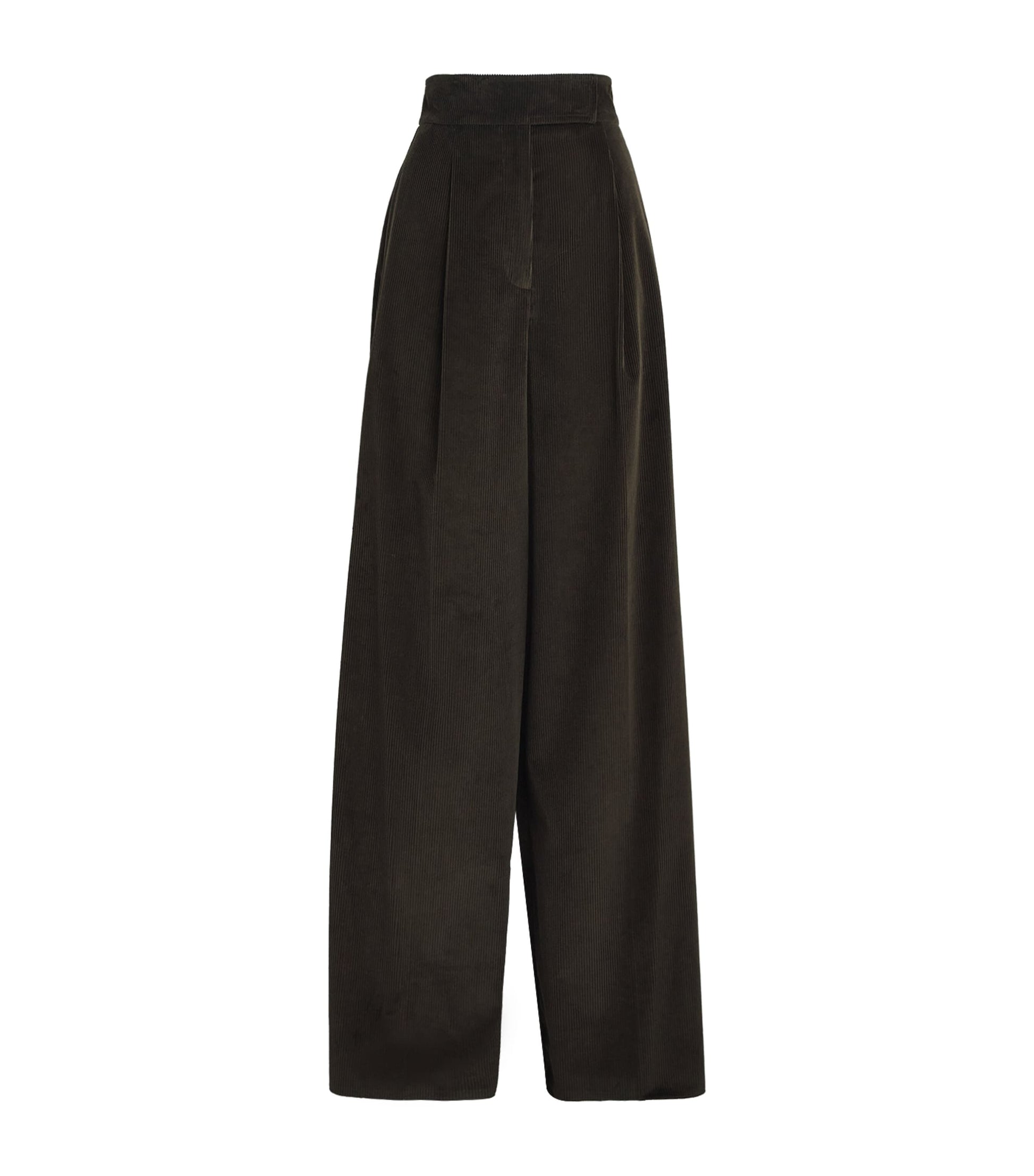 Green Corduroy Wide-Leg Trousers